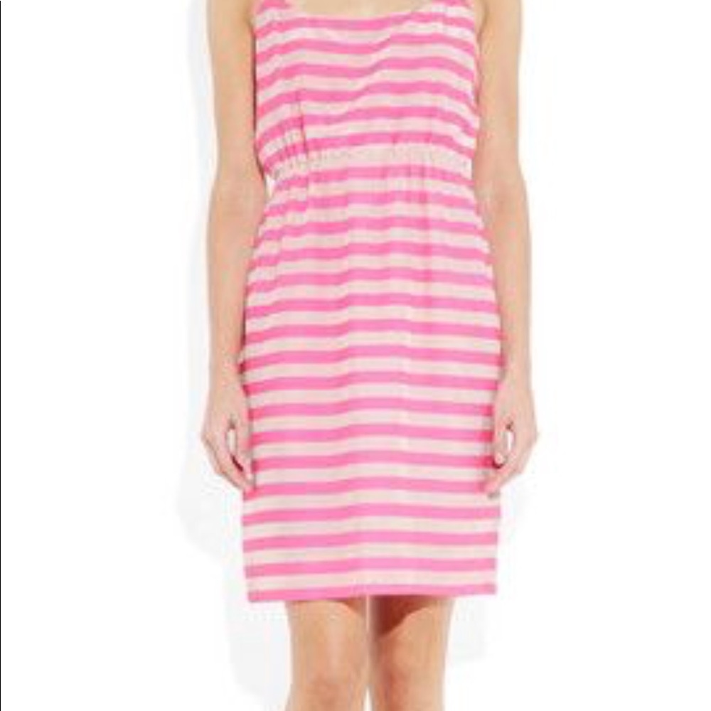 JCrew Size 6 Neon Pink Striped Dress